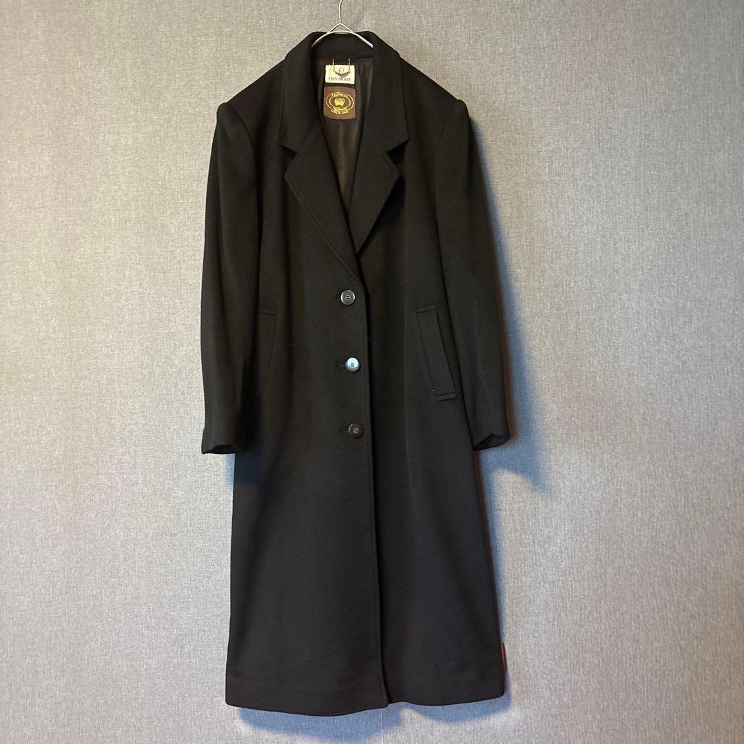 イタリアの高品質カシミヤ100%エモーダのチェスターコートマキシ丈115cm✨黒