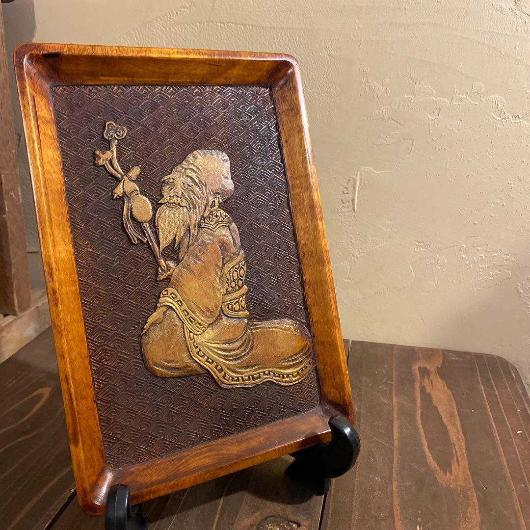 木彫り　お盆　骨董　古道具　置き物