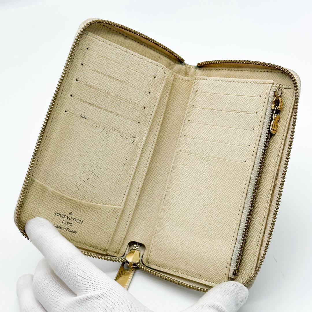 ルイヴィトン ジッピーコンパクトウォレット ダミエ アズール ラウンド 二つ折り