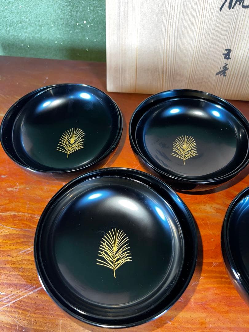 41 未使用 高級輪島塗 わじま龍作 松沈金 吸物椀5客