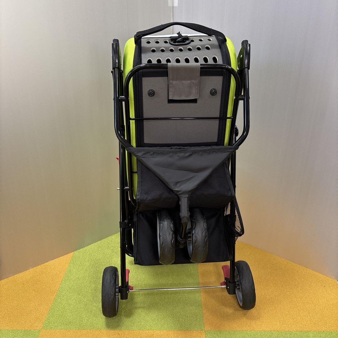 値下げ毛決行！　アイリスオーヤマ　ペットカートグリーン　折りたたみ　分離取り外し