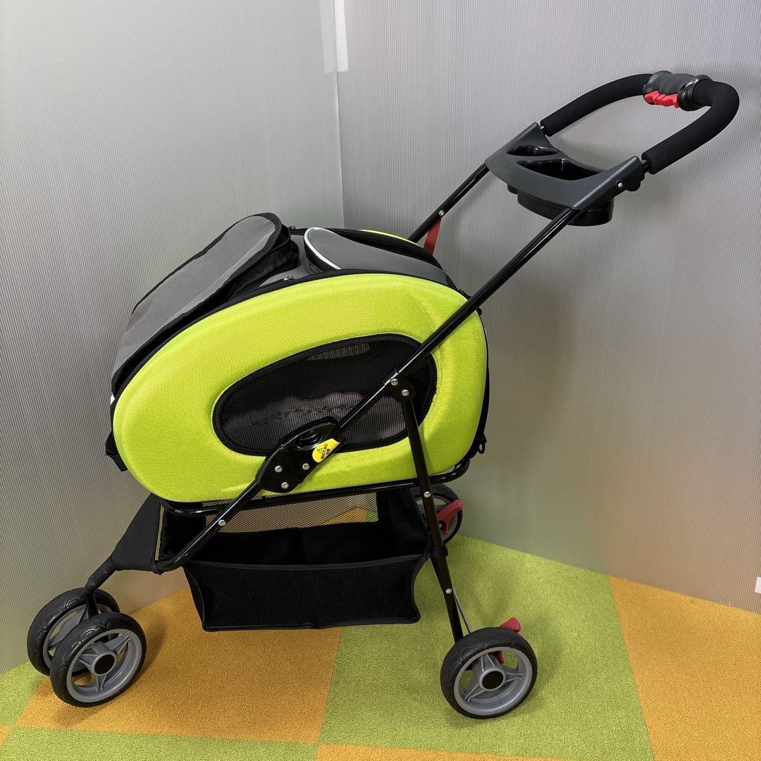 値下げ毛決行！　アイリスオーヤマ　ペットカートグリーン　折りたたみ　分離取り外し