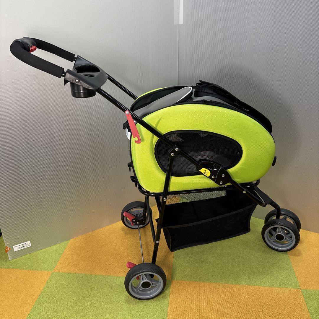 値下げ毛決行！　アイリスオーヤマ　ペットカートグリーン　折りたたみ　分離取り外し