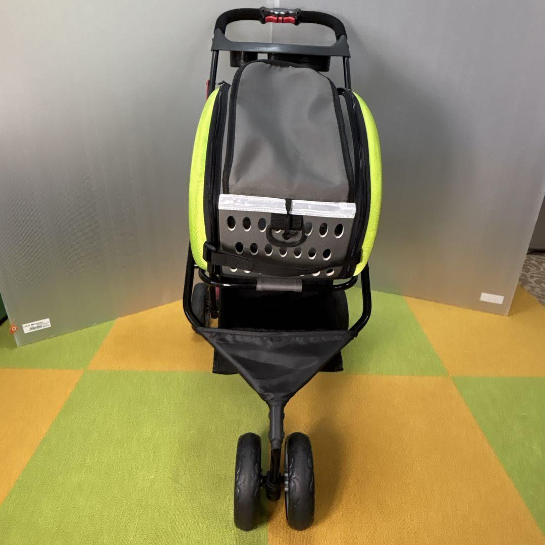 値下げ毛決行！　アイリスオーヤマ　ペットカートグリーン　折りたたみ　分離取り外し