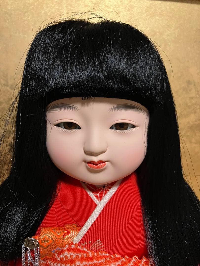 市松人形 2体セット 黒赤衣装