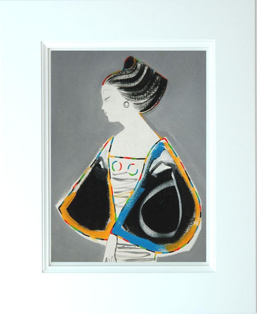 油絵 菅家令子 絵 絵画 インテリア 額付(黒) F3-010411 人物 女性