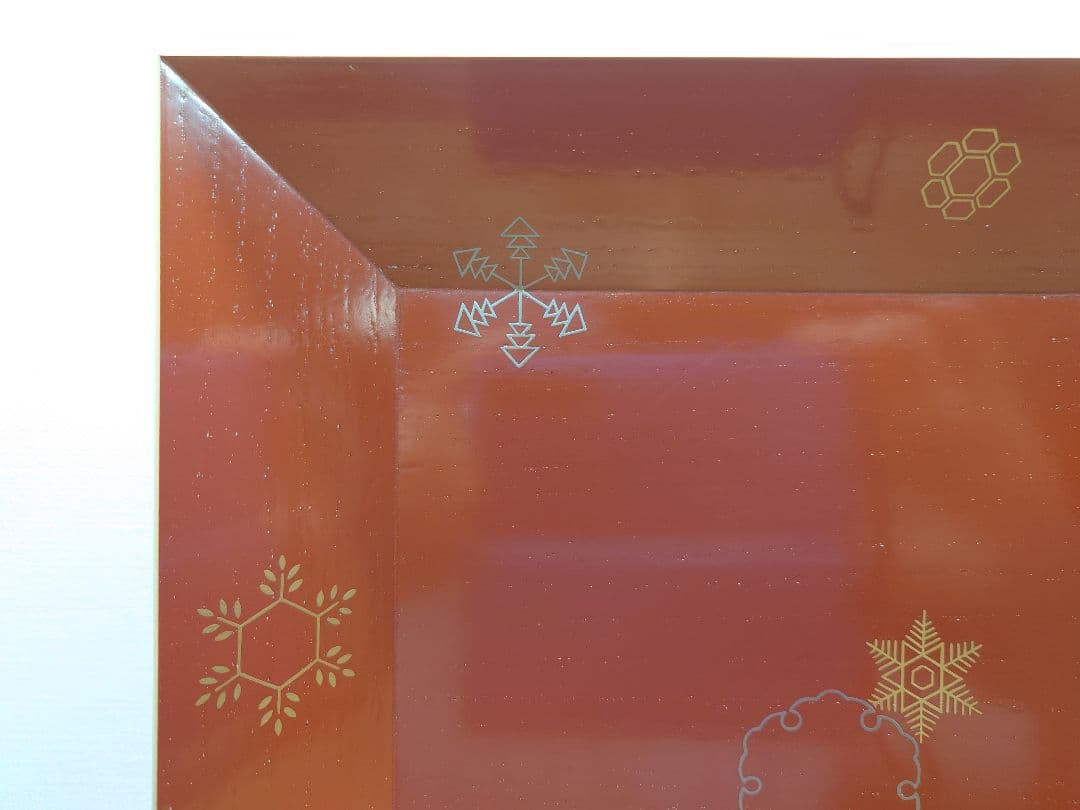 送料込【逢絢亭】茶道具 菓子器 竹張四方盆 雪花蒔絵 表千家流書付 黒田宗傳