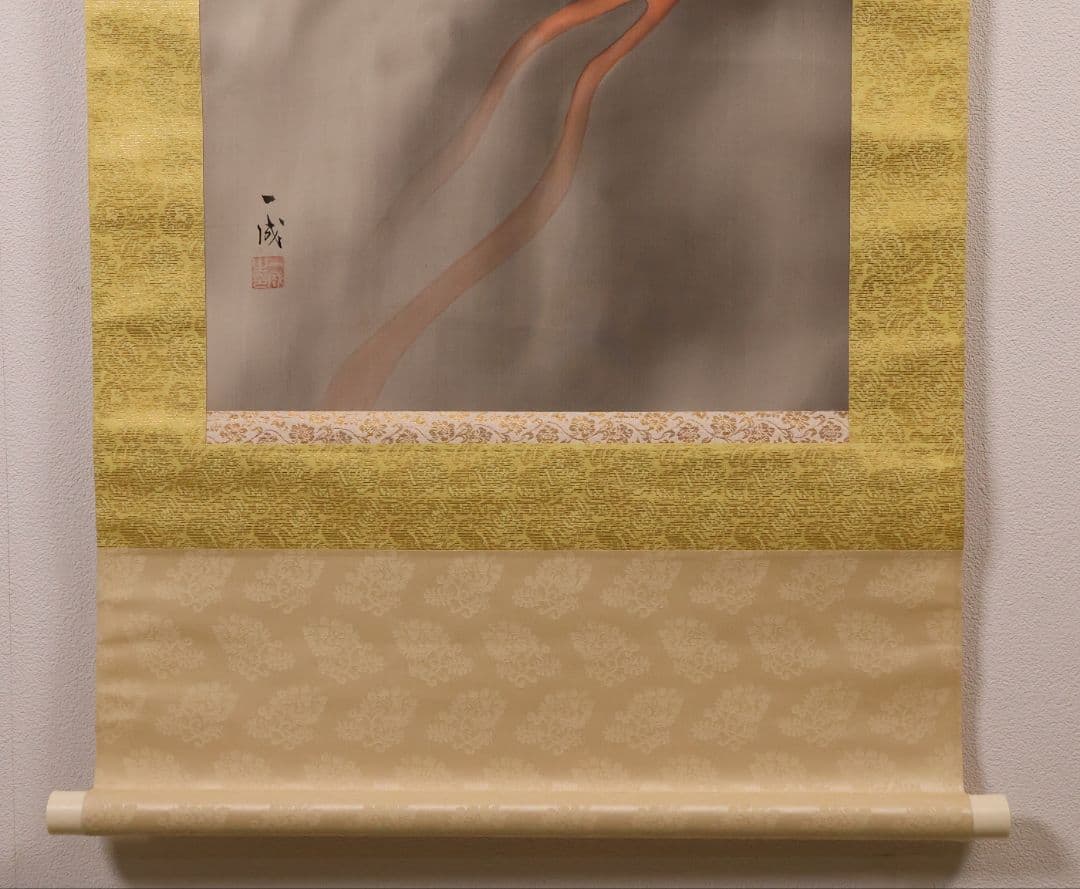 【真作】日本画 福山一成 昇り龍 絹本 掛軸 彩色 清光会所属 MB117