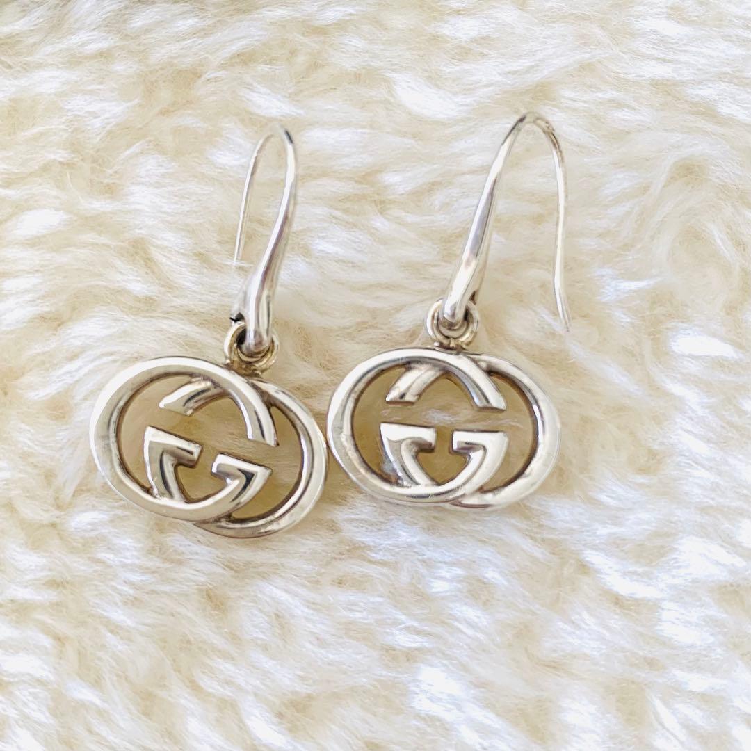 【GUCCI】グッチ　インターロッキング　フックピアス　GGロゴ　SLV925