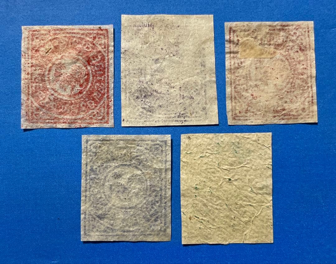 【123】　中国切手　チベット初期の切手（未使用、5枚）、他2商品