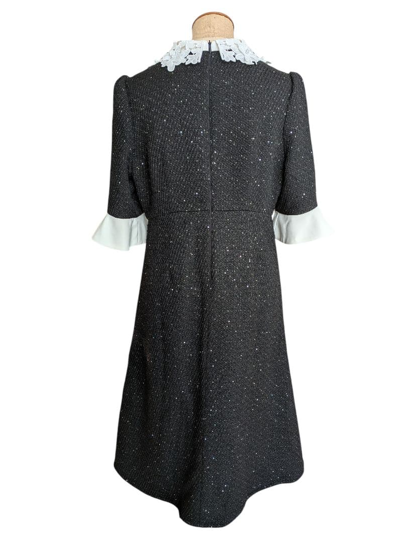 美品✨️Leja 花柄レースカラースパンコール刺繍Aラインフレアドレスワンピース