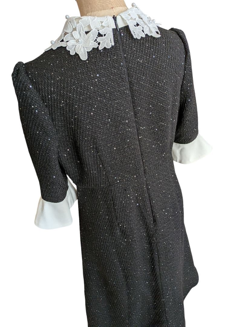 美品✨️Leja 花柄レースカラースパンコール刺繍Aラインフレアドレスワンピース