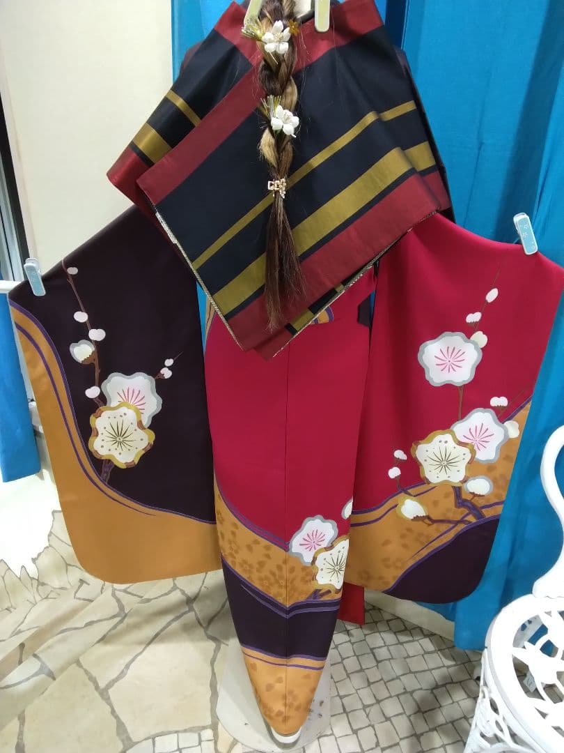 振袖フルセット、一蔵振袖落款、重ね衿帯揚げ帯締め、西陣袋帯、襦袢、トールサイズ