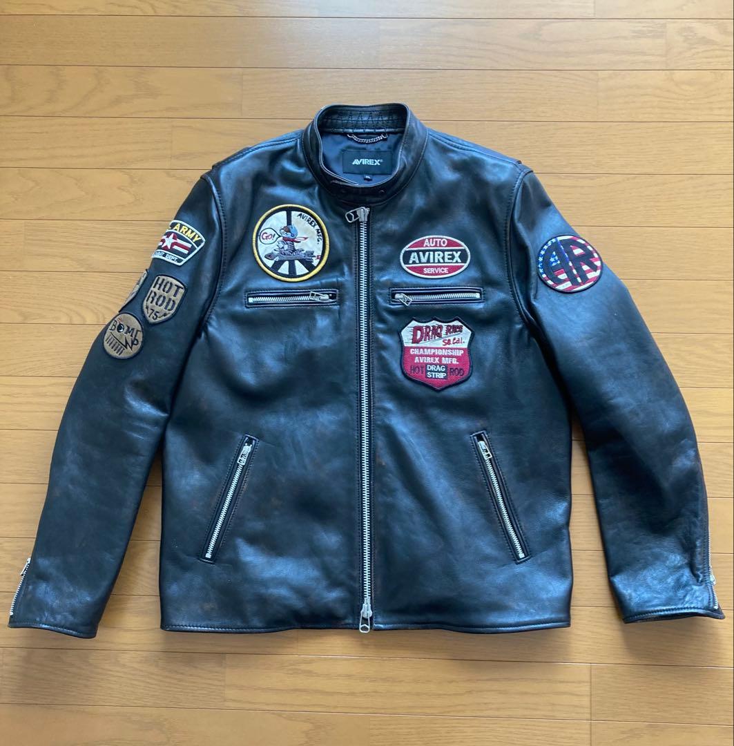 AVIREX エイジドスタンド　シングルライダースジャケット