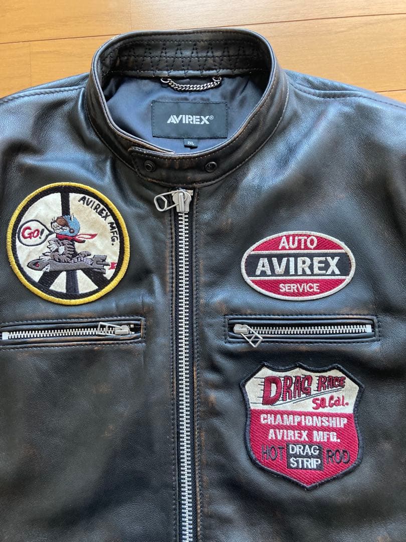 AVIREX エイジドスタンド　シングルライダースジャケット