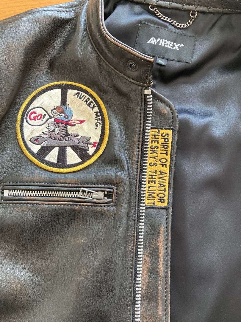 AVIREX エイジドスタンド　シングルライダースジャケット