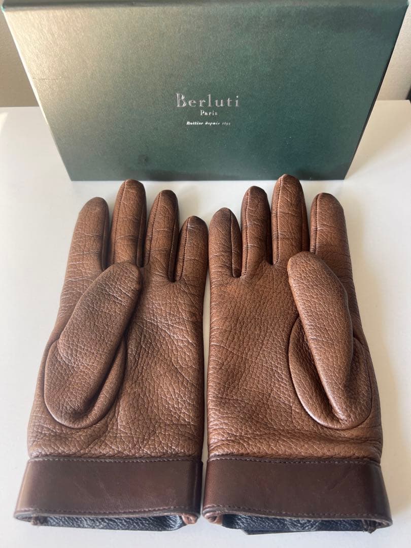 QVQBerluti 手袋 ブラウン/ブラック レザー
