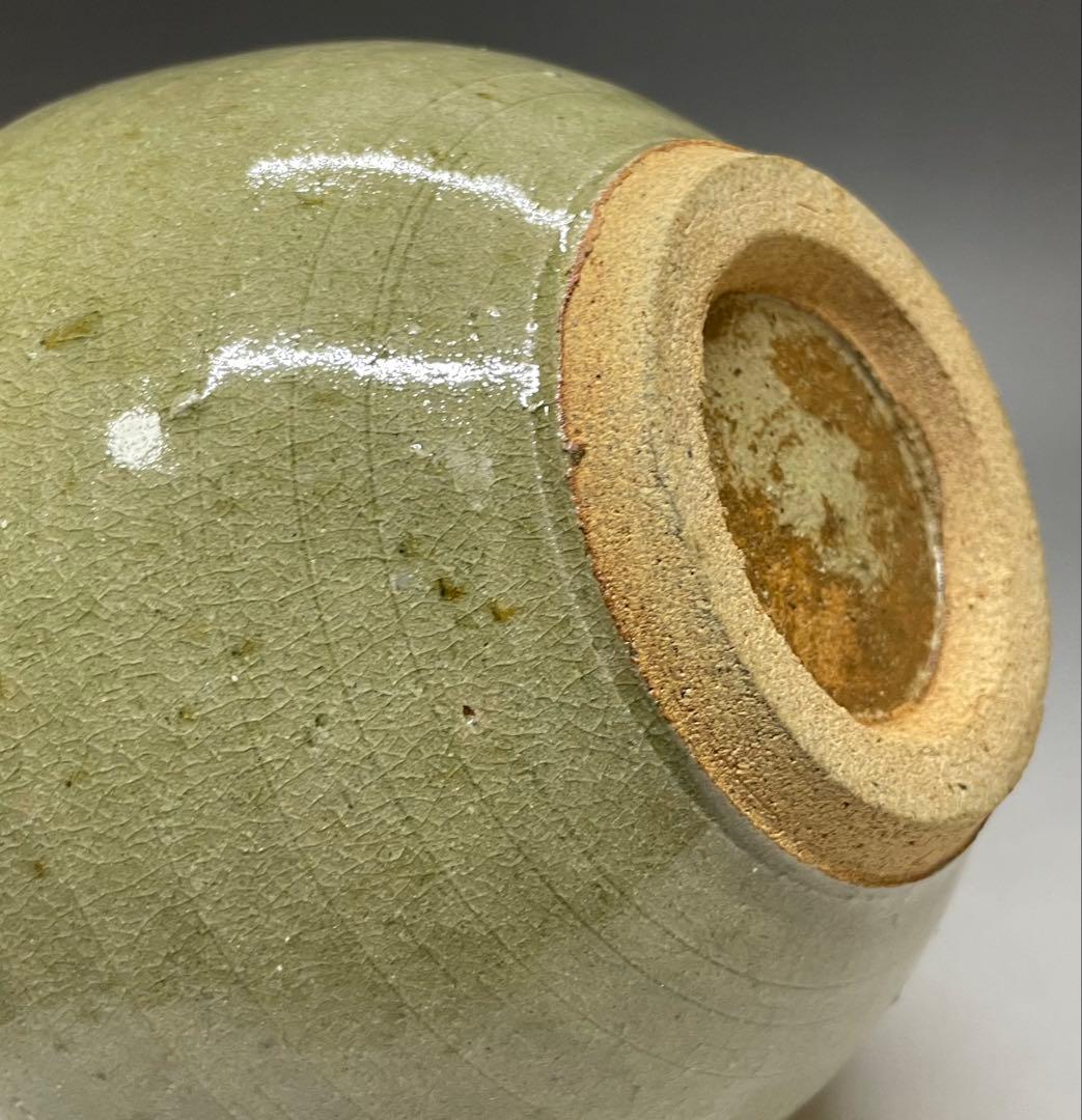 人間国宝　濱田庄司　葉文瓶　花瓶　益子焼　C9258