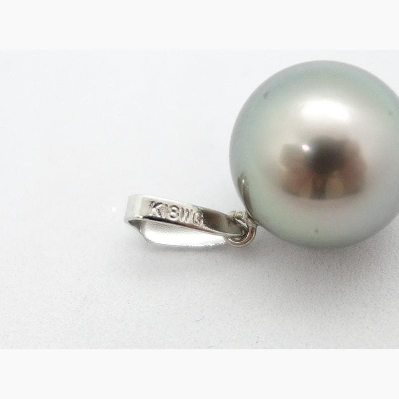 【黒蝶真珠】パール ペンダントトップ 11mm玉 K18WGバチカン付【極美品】