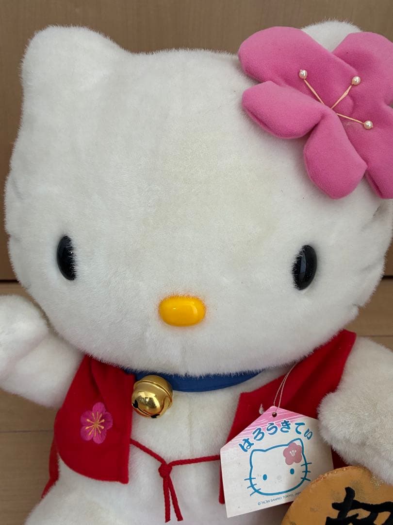 【HELLO KITTY】希少！特大　ぬいぐるみ　招き猫　招福　レトロ　キティ