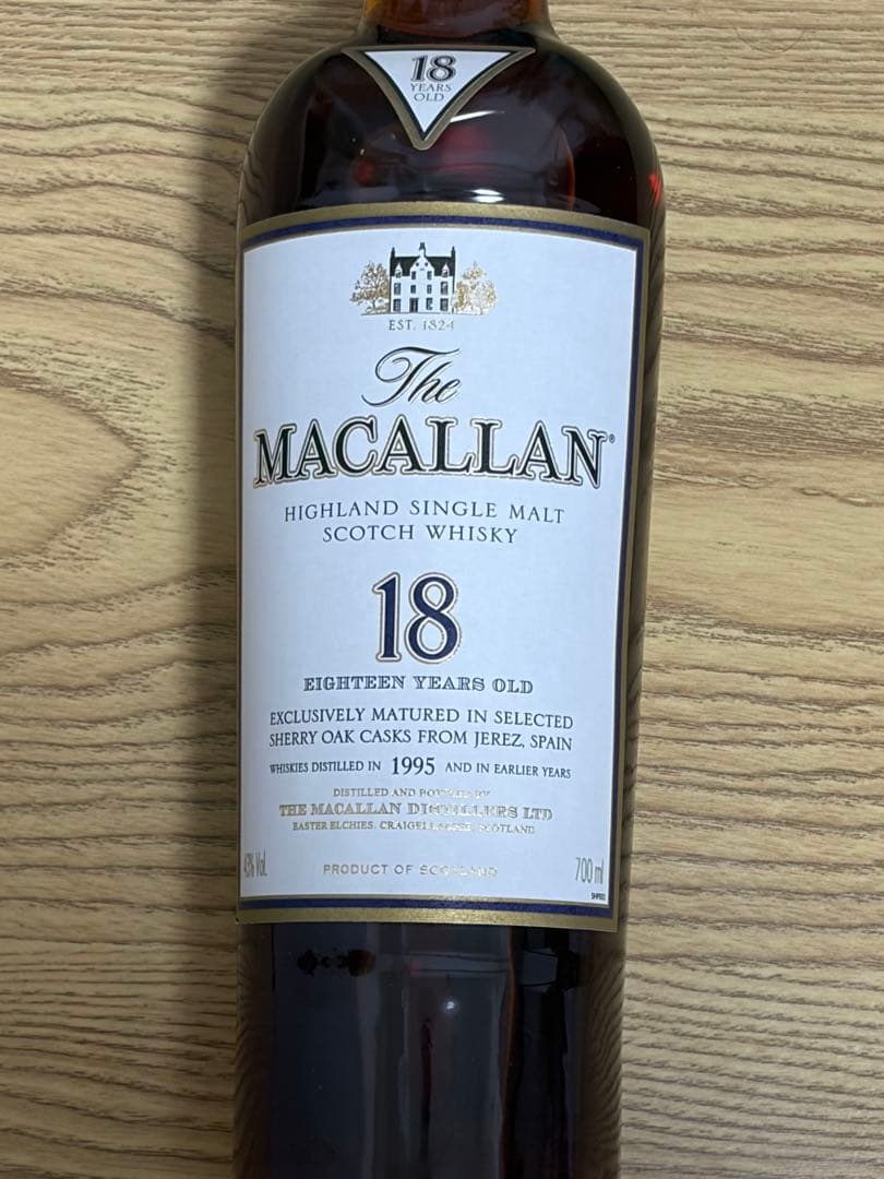 マッカラン 18年　シェリーオーク 未開栓 箱付 正規品　1995年ボトリング