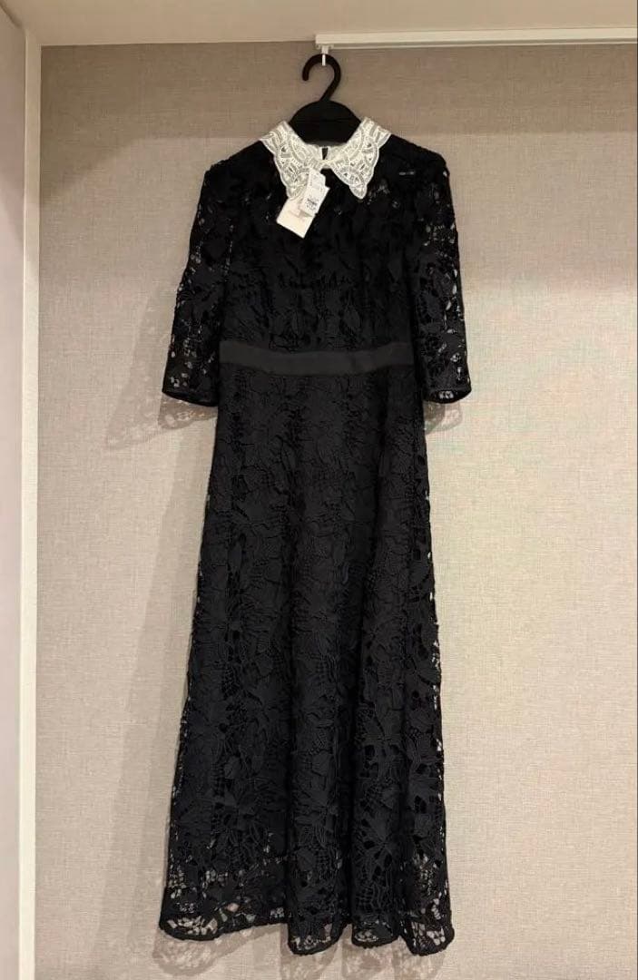 Leja 花柄レースビジューカラーAラインワンピースドレス