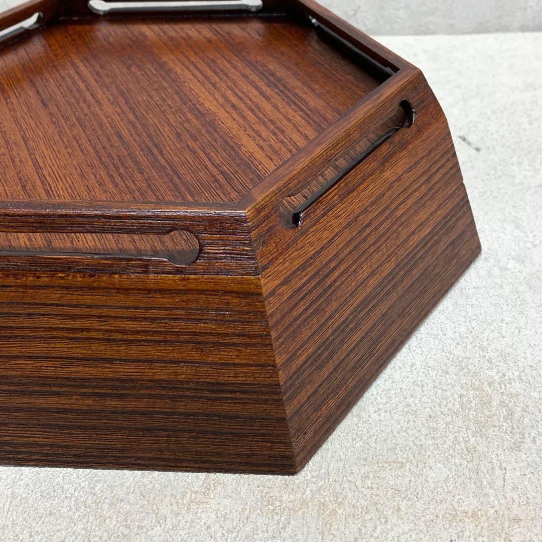 菓子器 堅地屋清兵衛 塗師 茶道具 茶の湯 木目 六角