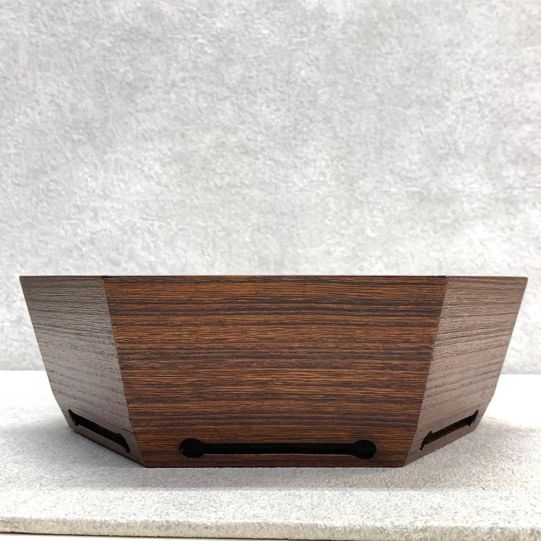 菓子器 堅地屋清兵衛 塗師 茶道具 茶の湯 木目 六角