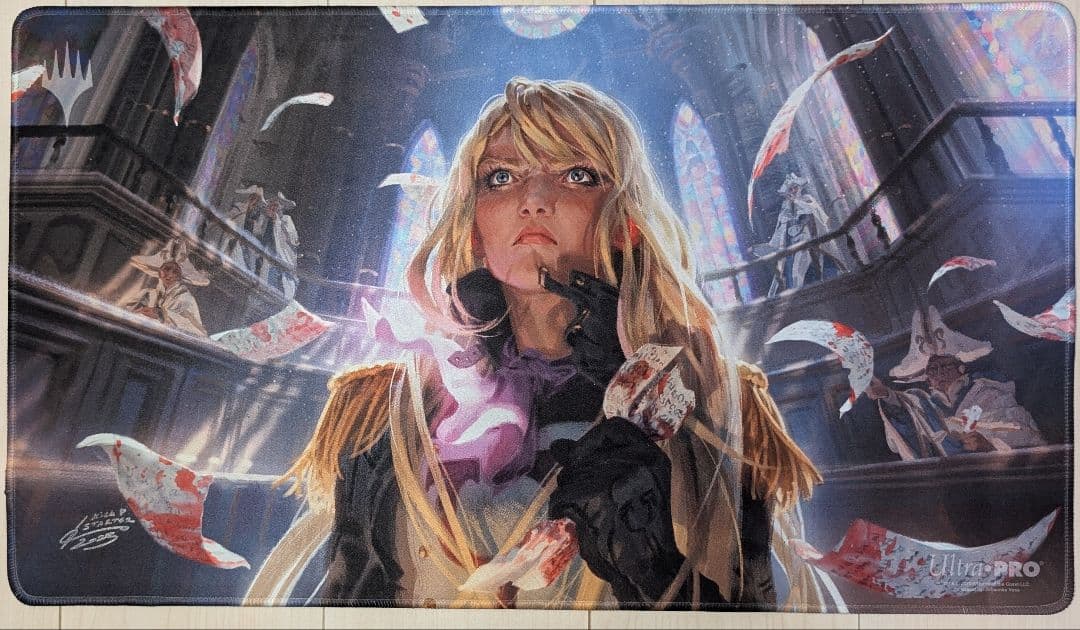 【未使用】スレイベンの守護者、サリア　ステッチ加工　プレイマット　サインド