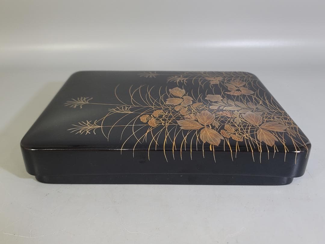 輪島塗 花草蒔絵 硯箱 未使用 美品 DT604