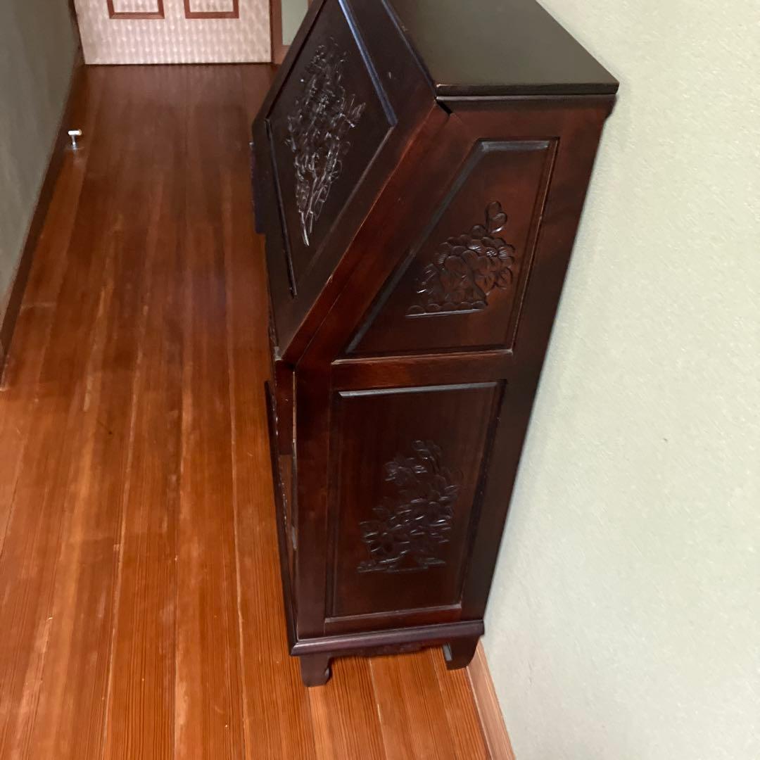 木製キャビネット ダークブラウン 5引き出し