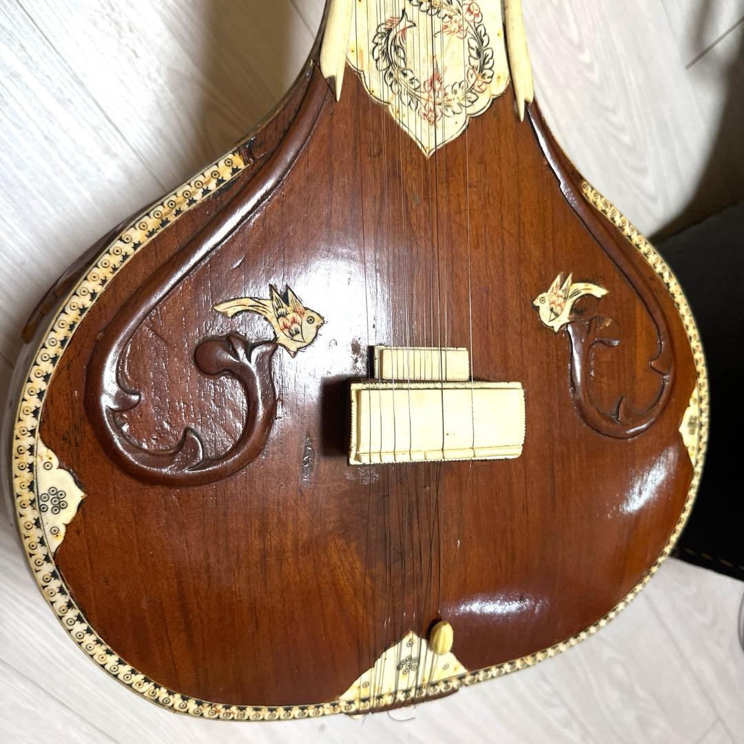 木製シタール 7弦 ケース付き　ジャンク品