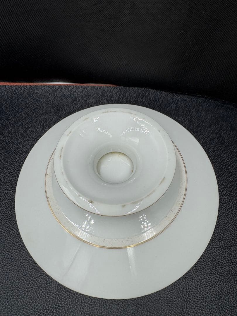 フランス　アンティーク　ハンドペイント　アザミ？花柄　高台②