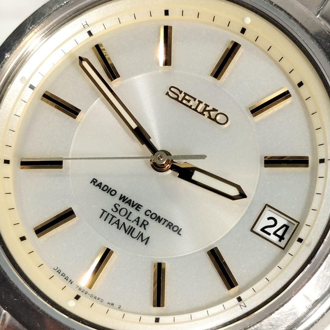 セイコーメンズ腕時計　電波ソーラー　チタン製　日本製　7B22-0AD0 稼働品