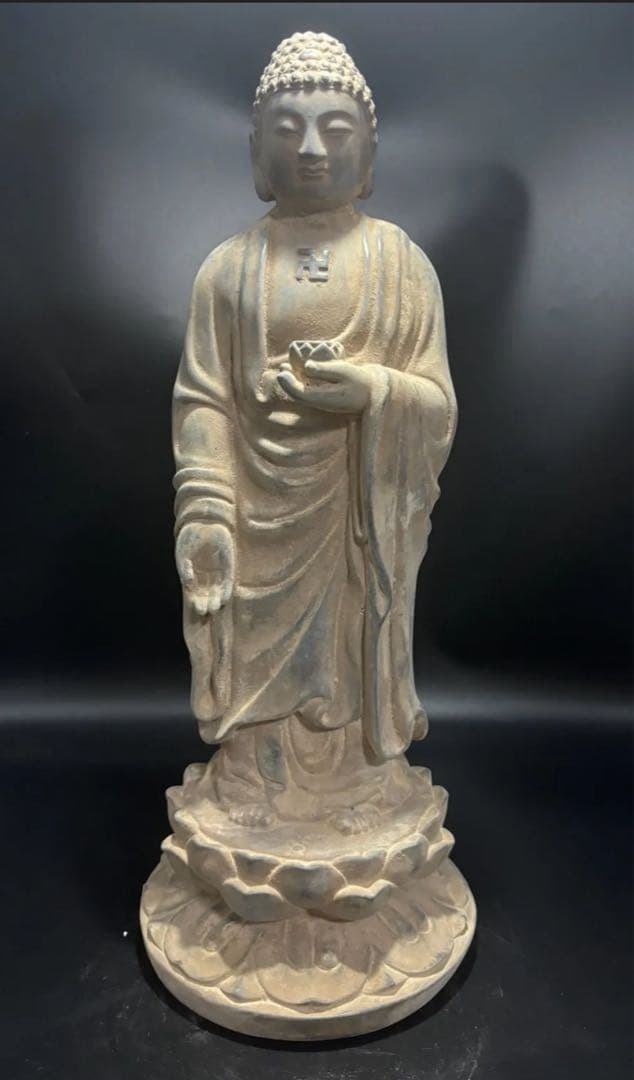 仏教　石仏 如来 細工彫刻 釈迦 縁起物 お釈迦様 釈迦如来 石彫仏像