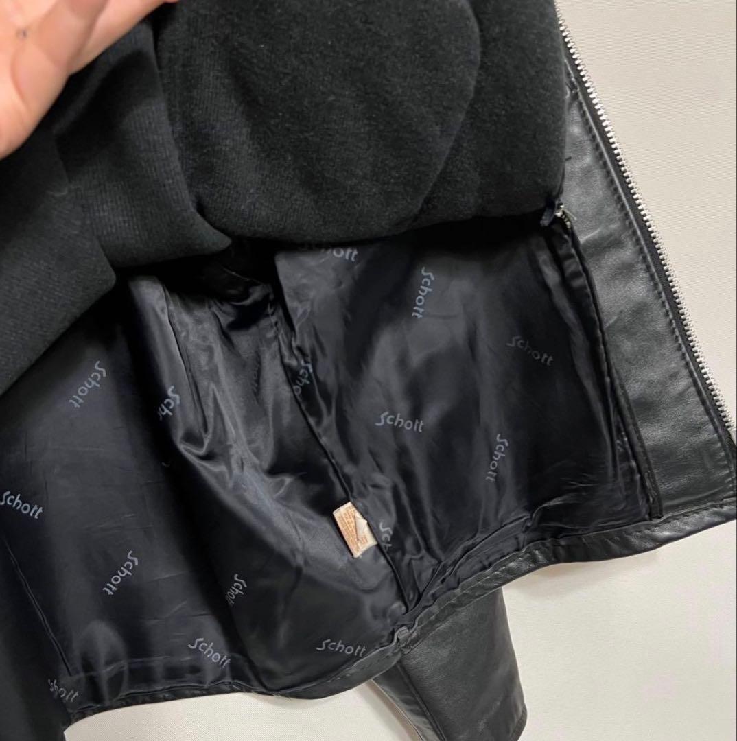 schott 牛革 シングル ライダース レザージャケット ライナー付 42