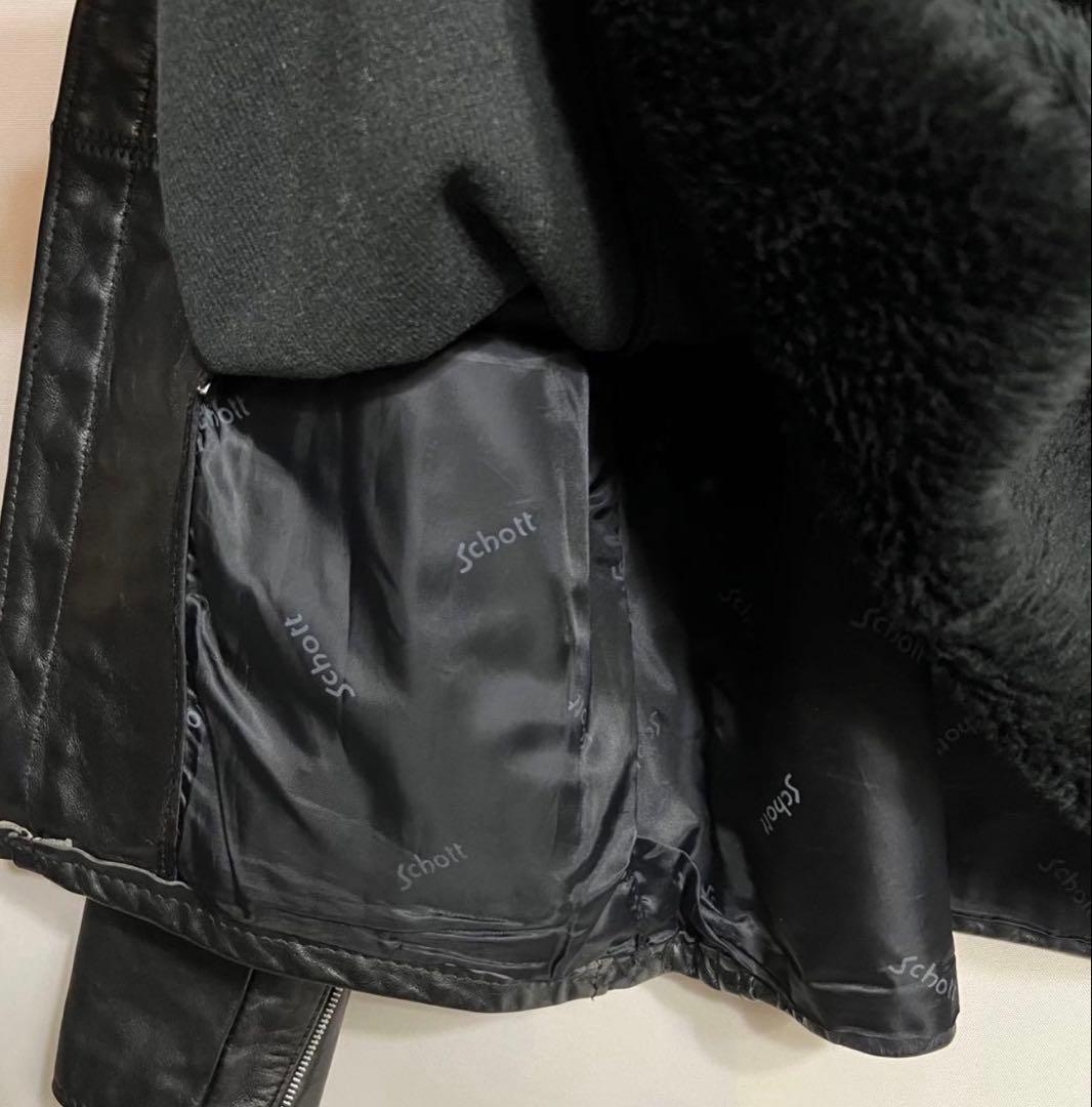 schott 牛革 シングル ライダース レザージャケット ライナー付 42