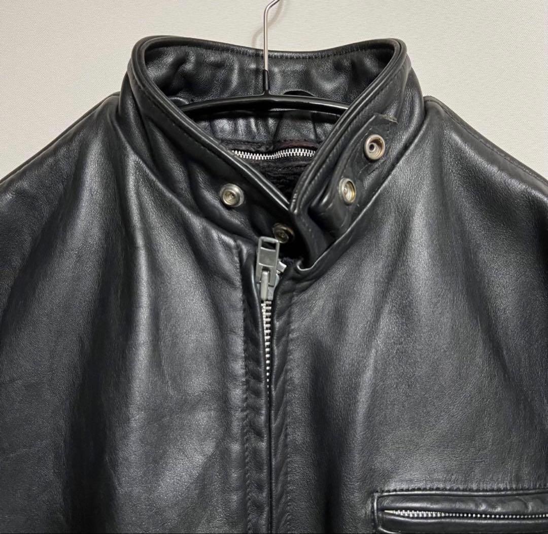 schott 牛革 シングル ライダース レザージャケット ライナー付 42