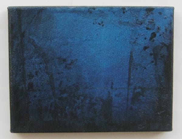 □　アクリル画　0号　青のシリーズ / ノスタルジア 21 b　□