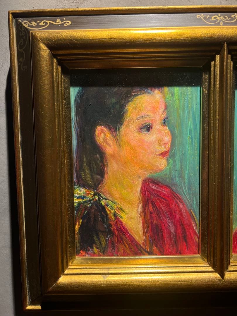 他の方発送×濱本久雄【花をもつ】肉筆油彩画　二連作