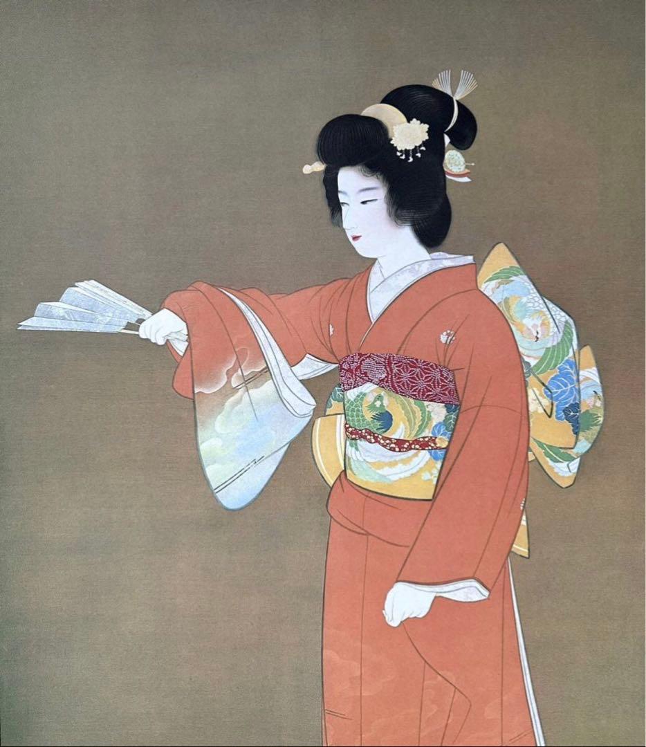 上村松園「序の舞」絹本 共箱 複製 美人画 日本画 掛軸　茶道具