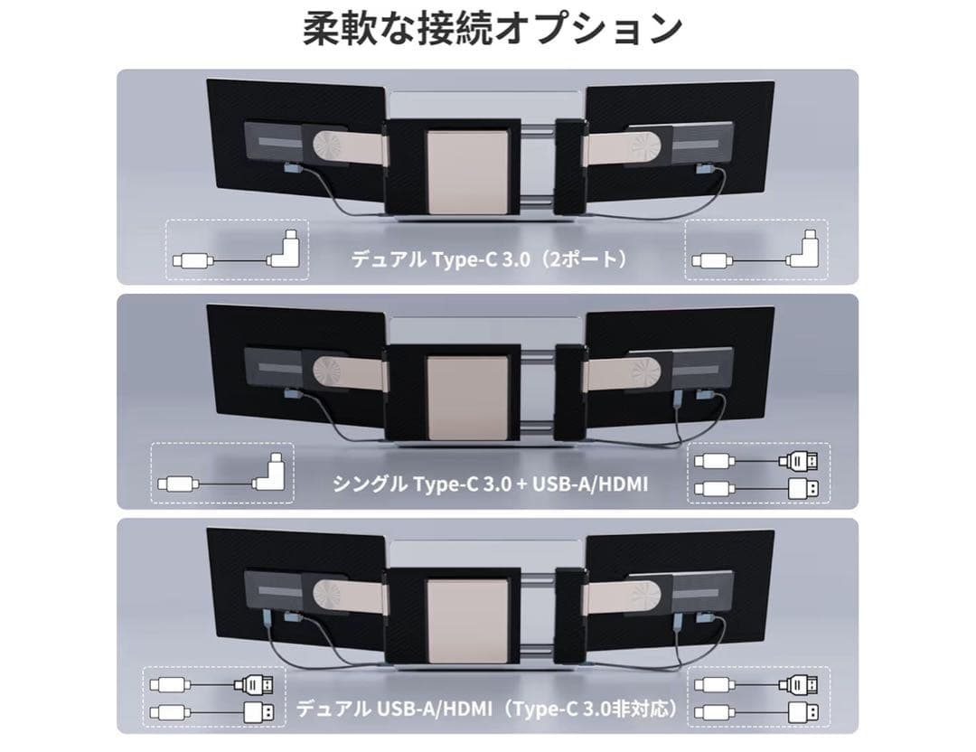 特価❣️トリプルモニター ポータブルモニター 15.6インチ　235°回転対応