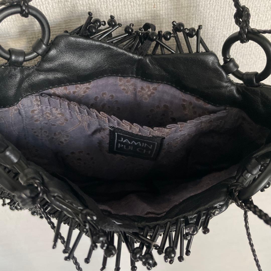 JAMIN PUECH ビーズ装飾 ブラックミニバッグ