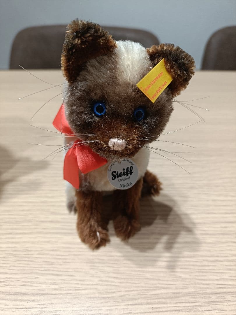 【KW】steiffシュタイフMinkaミンカぬいぐるみ猫オブジェ