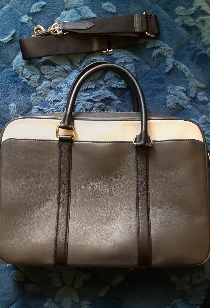 レザー ビジネスバッグ グレー/ベージュ