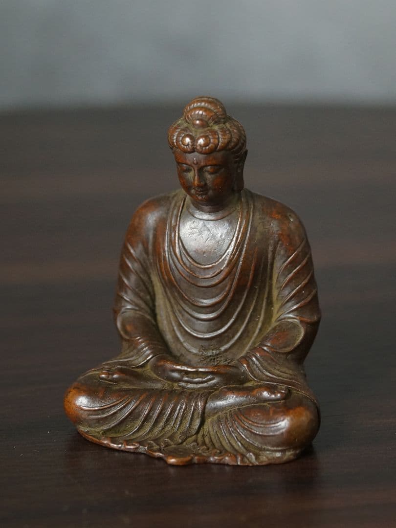 仏教美術 仏像 小仏像 釈迦像 禅意茶卓坐仏 工芸品 置物 銅製