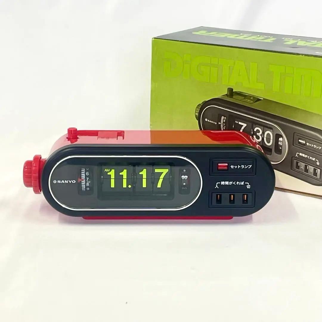 SANYO　サンヨー　デジタルタイマー時計　T101 レッド　パタパタ時計