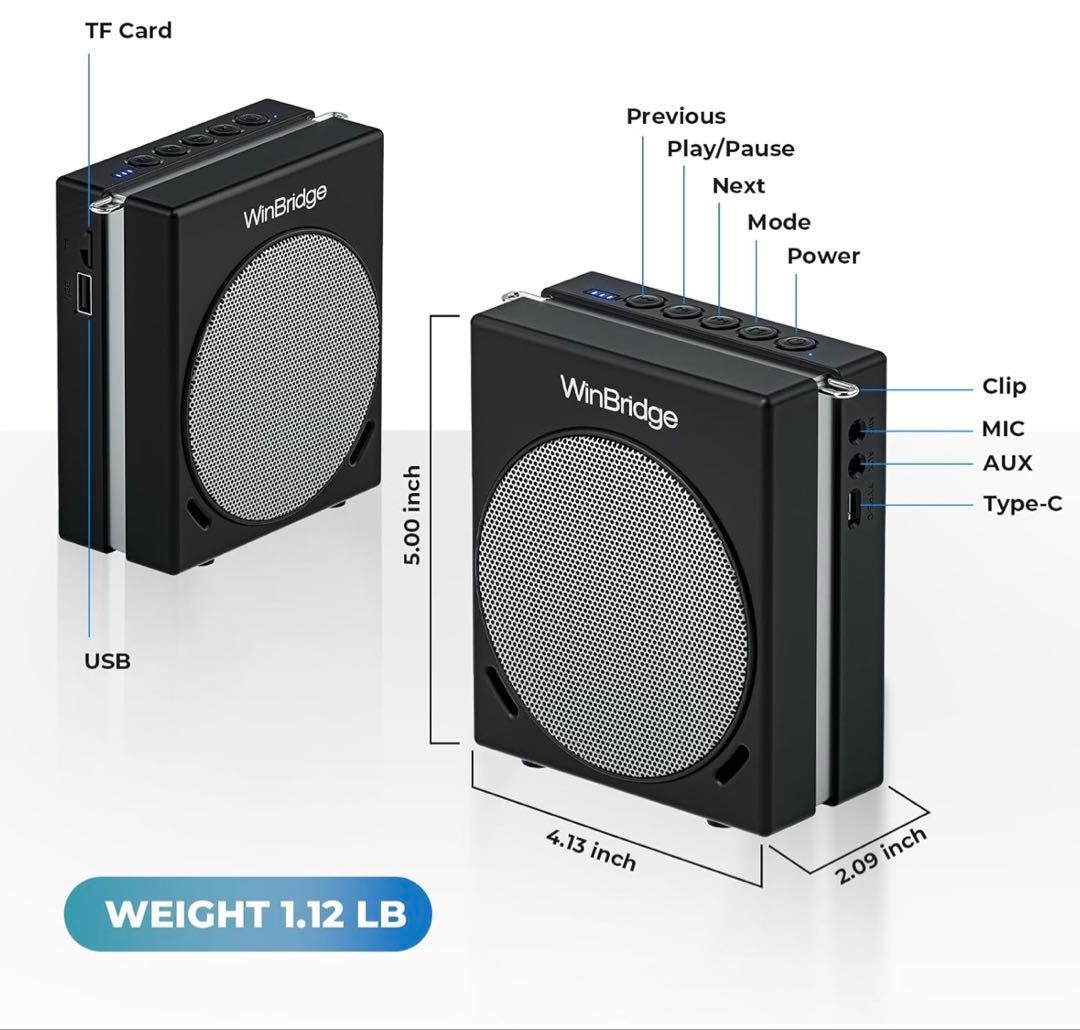 WWINBRIDGE 大音量 ポータブル拡声器 スピーカー ハンドマイク
