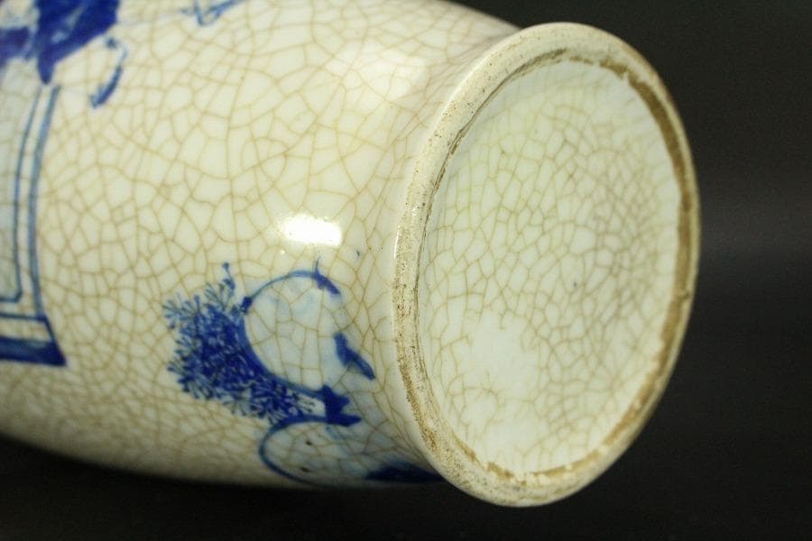 中国美術 青花 女人紋 瓶 高30.5cm(LC140)