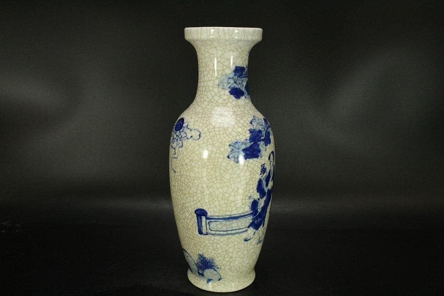 中国美術 青花 女人紋 瓶 高30.5cm(LC140)